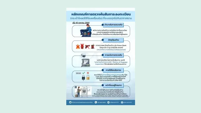 อินโฟกราฟิก CAAT หลักเกณฑ์เปิดตรวจกระเป๋าโหลด (สัมภาระลงทะเบียน) เริ่ม 16 ตุลาคม 2569