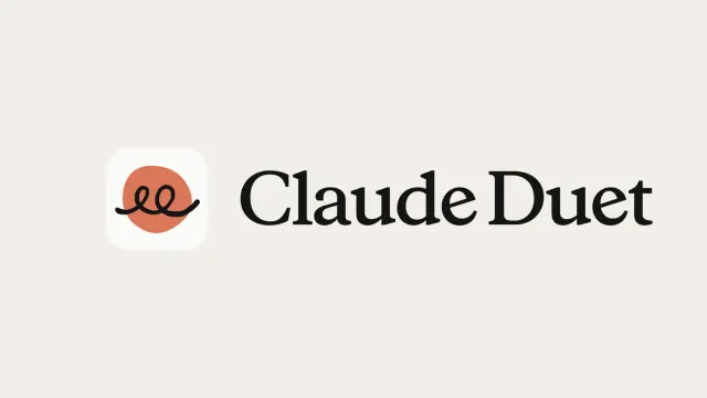โลโก้และชื่อแอป Claude Duet ของ Anthropic บนพื้นสีครีม