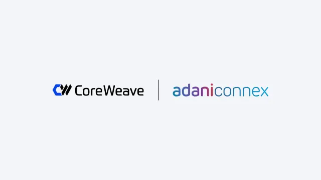 โลโก้ CoreWeave และ AdaniConneX จากประกาศความร่วมมือสร้างคลาวด์ AI ในอินเดีย