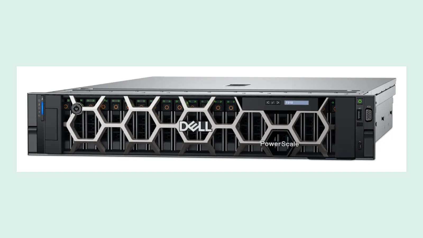 สตอเรจ Dell PowerScale F910 แบบติดตั้งในแร็ก ส่วนหนึ่งของกลุ่มสตอเรจใน Dell AI Data Platform