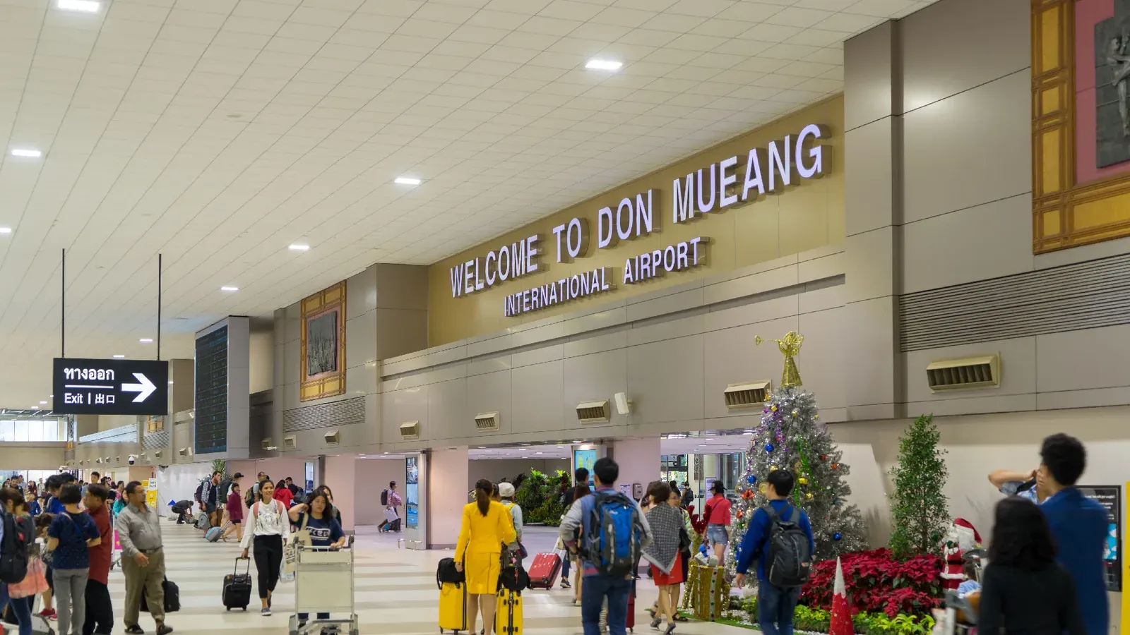 โถงผู้โดยสารท่าอากาศยานดอนเมือง ป้าย Welcome to Don Mueang ภาพประกอบดอนเมืองตรวจค้นด้วยมือ 1 พ.ย. 2569