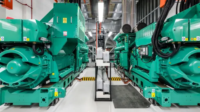 เครื่องปั่นไฟสำรองสีเขียวในศูนย์ข้อมูลของ Google ที่สิงคโปร์ ภาพประกอบเรื่องราคา DR Site บนคลาวด์