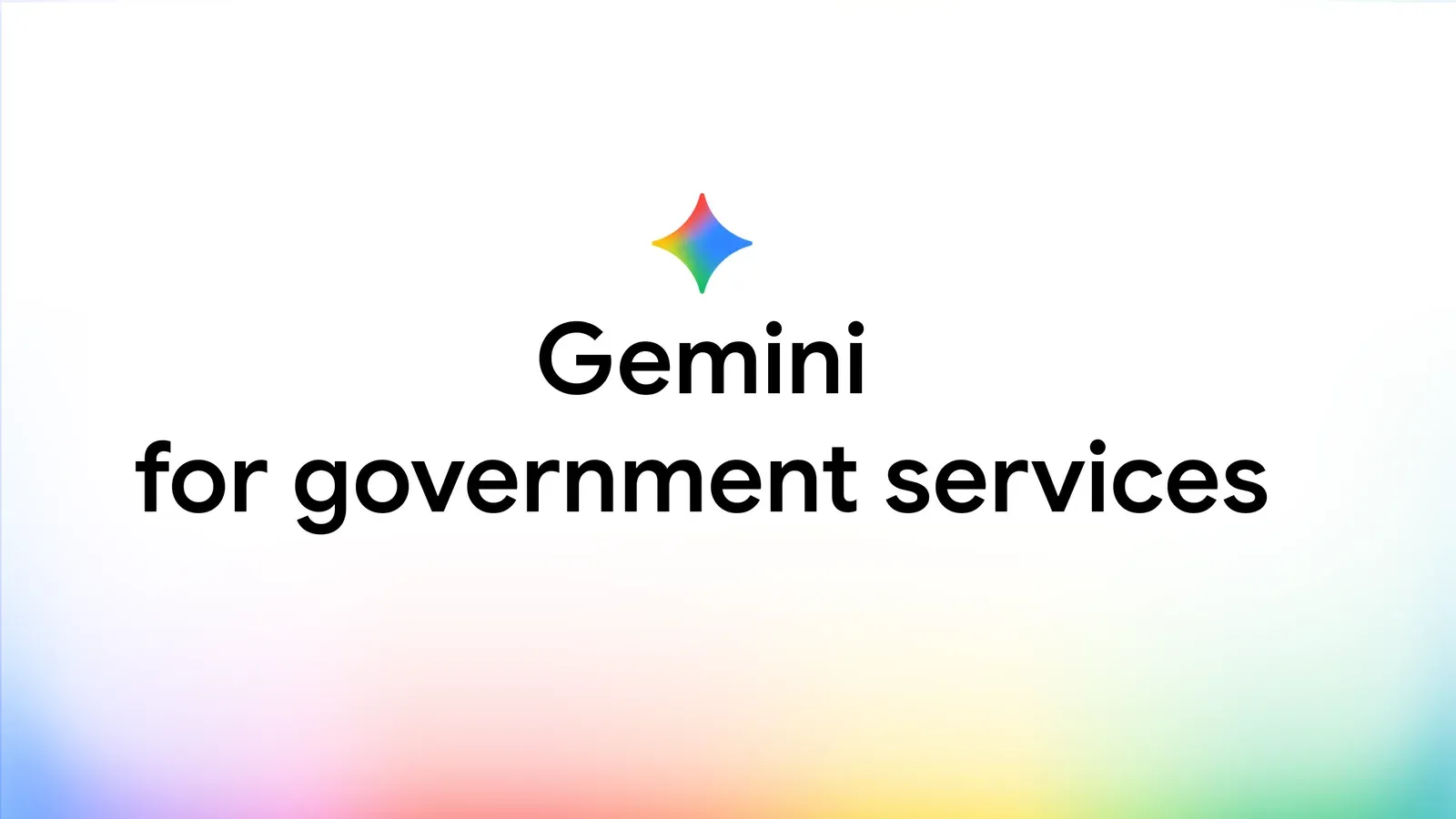 ภาพหัวเรื่อง Gemini for government services พร้อมสัญลักษณ์ Gemini บนพื้นสีขาวไล่สีรุ้ง