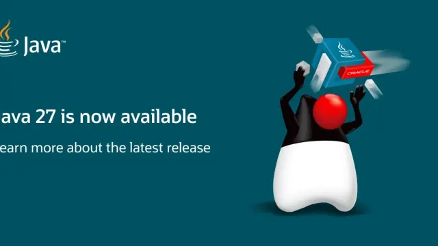 ภาพประกอบประกาศ Java 27 is now available ของ Oracle พร้อมตัวมาสคอต Duke
