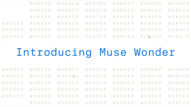 ภาพประกาศเปิดตัว Muse Wonder ของ Meta ข้อความ Introducing Muse Wonder สีน้ำเงินบนพื้นขาวที่มีคำว่า WONDER เรียงซ้ำ