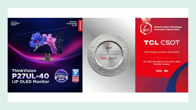 Lenovo ThinkVision P27UL-40 จอ OLED แบบ IJP ขนาด 27 นิ้ว คู่กับโล่รางวัล OLED Display Solutions Gold Award ของ TCL CSOT