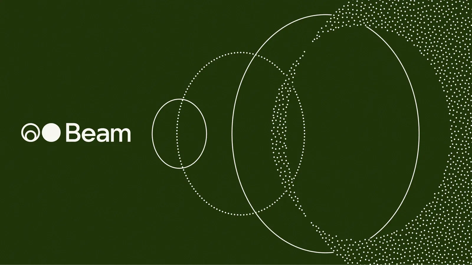 ภาพประกาศเปิดตัว Beam ของ Reflection AI โลโก้ Beam สีขาวบนพื้นเขียวเข้มกับวงกลมเส้นจุด