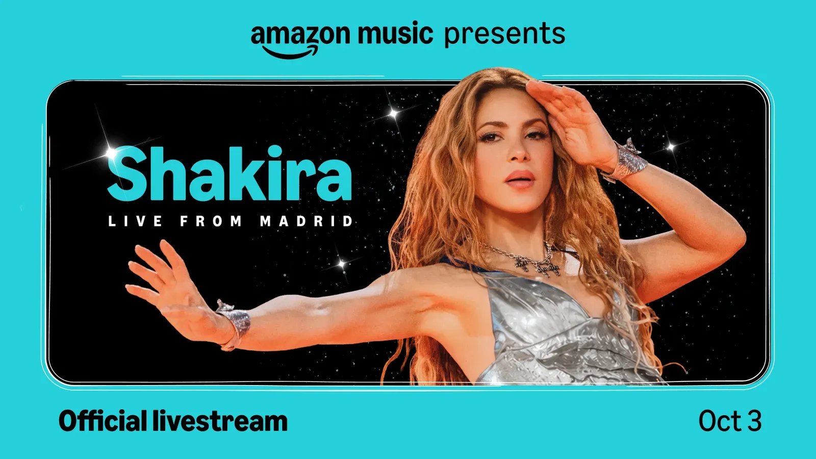 ภาพประชาสัมพันธ์ Amazon Music Presents Shakira Live from Madrid ไลฟ์สตรีมทางการวันที่ 3 ตุลาคม