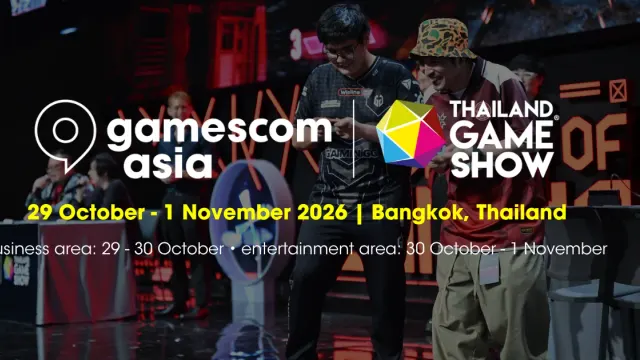 ภาพประชาสัมพันธ์ Thailand Game Show 2026 ร่วมกับ gamescom asia วันที่ 29 ตุลาคม–1 พฤศจิกายน 2026 ที่กรุงเทพฯ