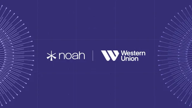 ภาพประกาศความร่วมมือระหว่าง Noah กับ Western Union ซึ่ง Noah จะเป็นโครงสร้างพื้นฐานของบริการ Receiver Redirect ที่ส่งเงินโอนเป็นสเตเบิลคอยน์ USDPT