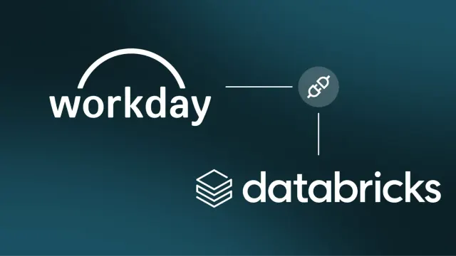 โลโก้ Workday และ Databricks เชื่อมกันด้วยสัญลักษณ์ปลั๊ก จากบล็อกประกาศ Workday Data Connect federation