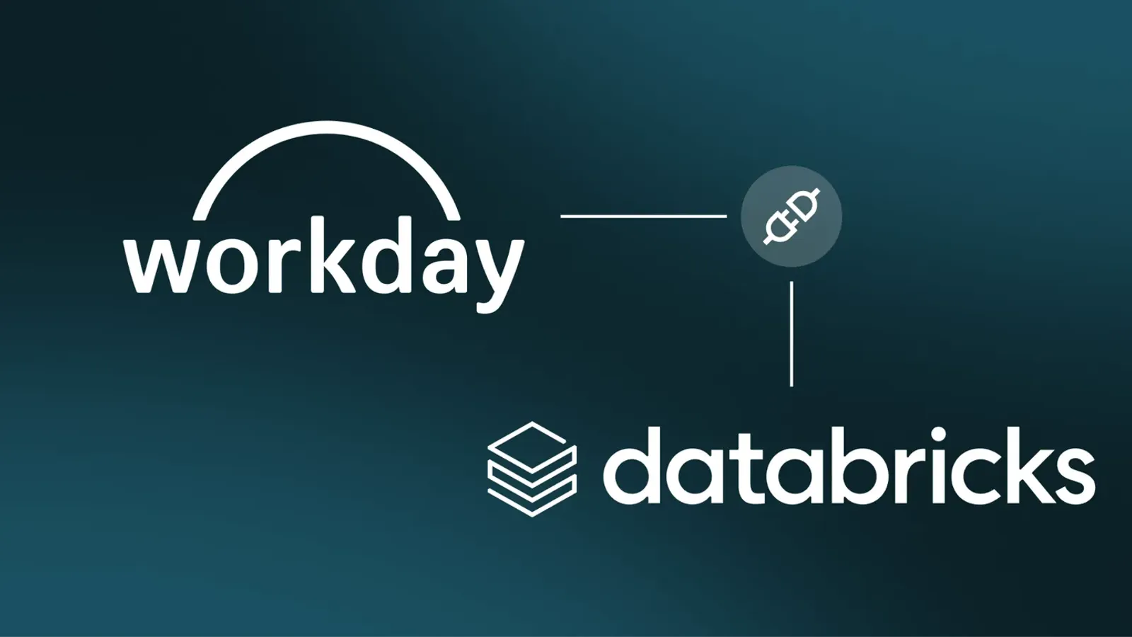 โลโก้ Workday และ Databricks เชื่อมกันด้วยสัญลักษณ์ปลั๊ก จากบล็อกประกาศ Workday Data Connect federation
