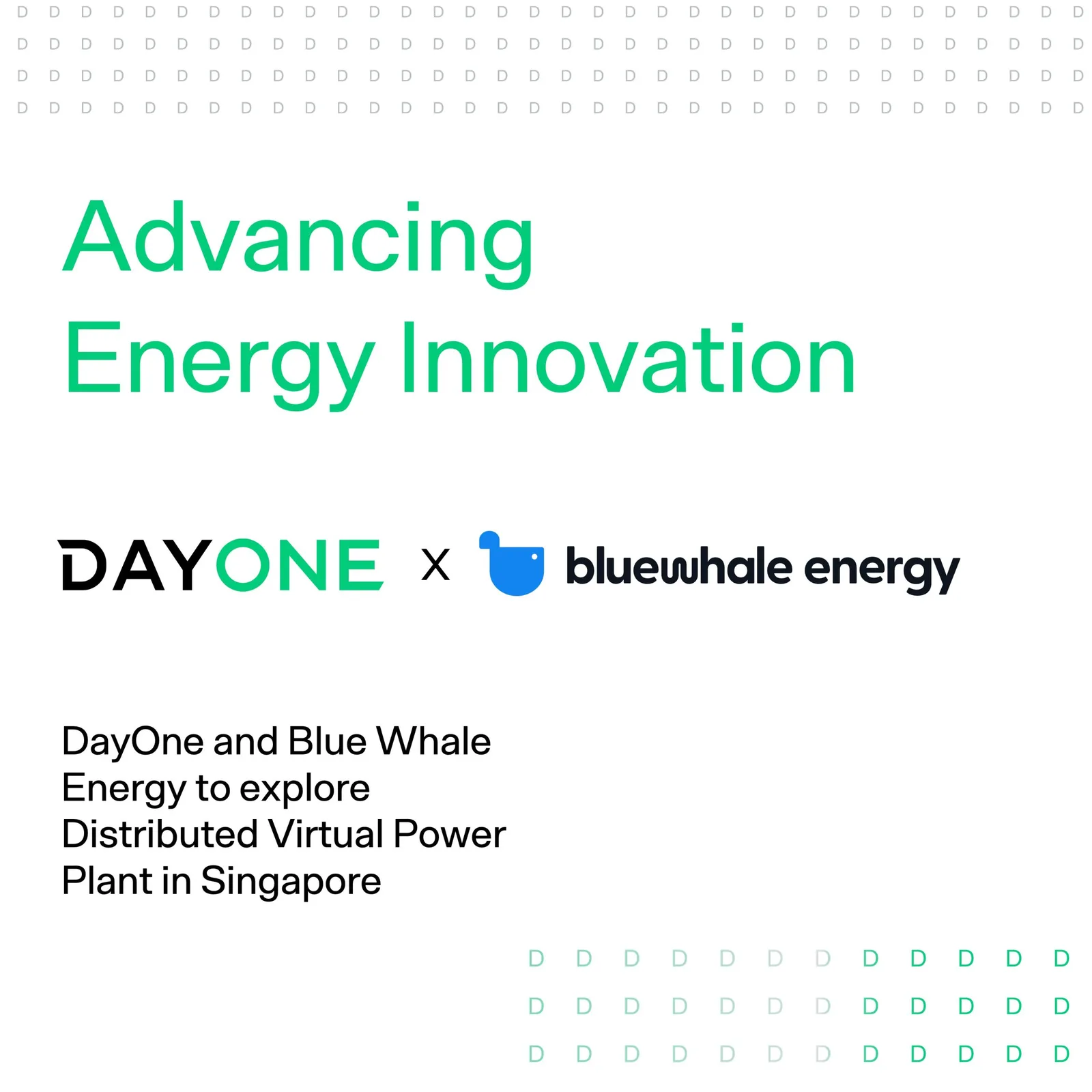 ภาพประกาศความร่วมมือ DayOne และ Blue Whale Energy