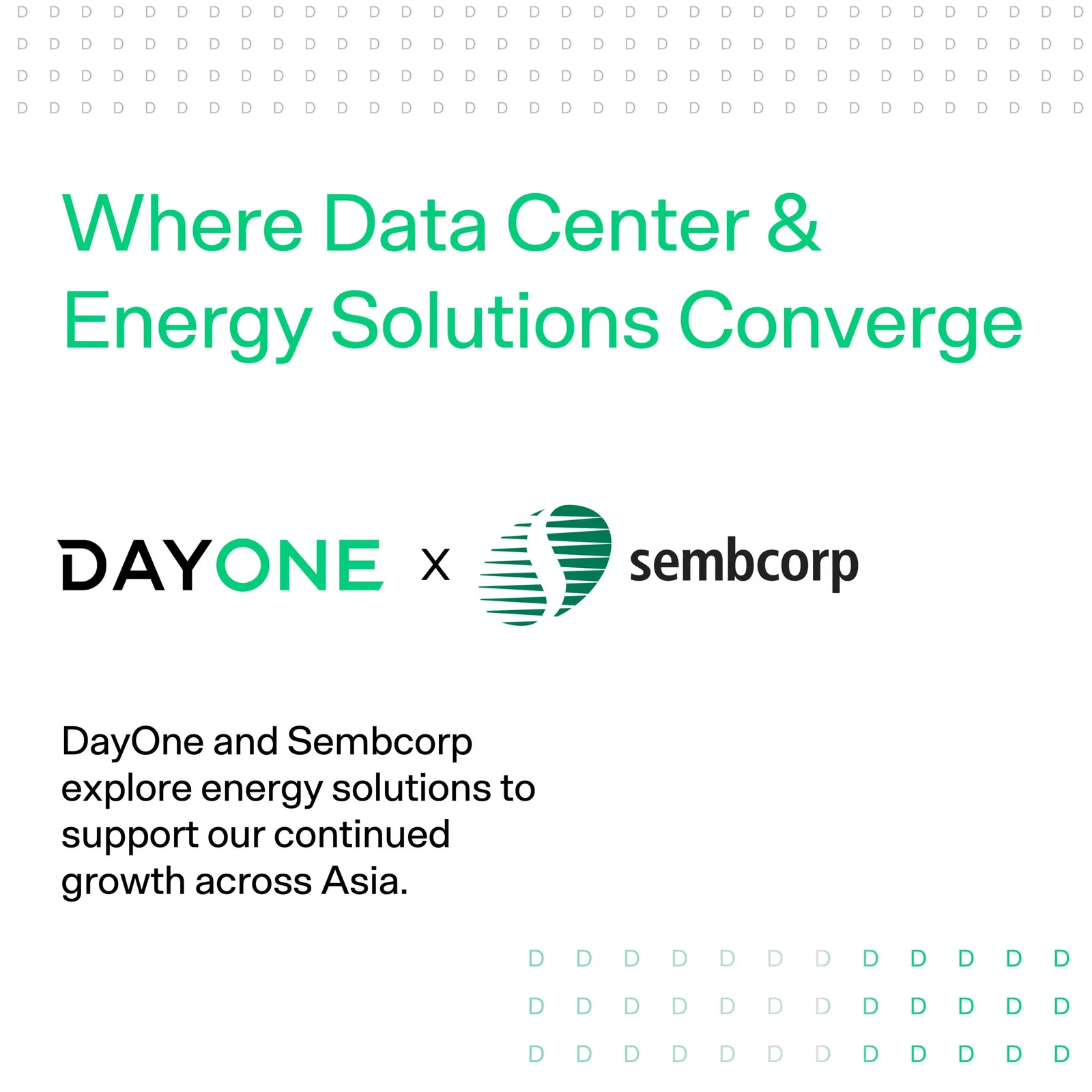 ภาพประกาศความร่วมมือ DayOne และ Sembcorp