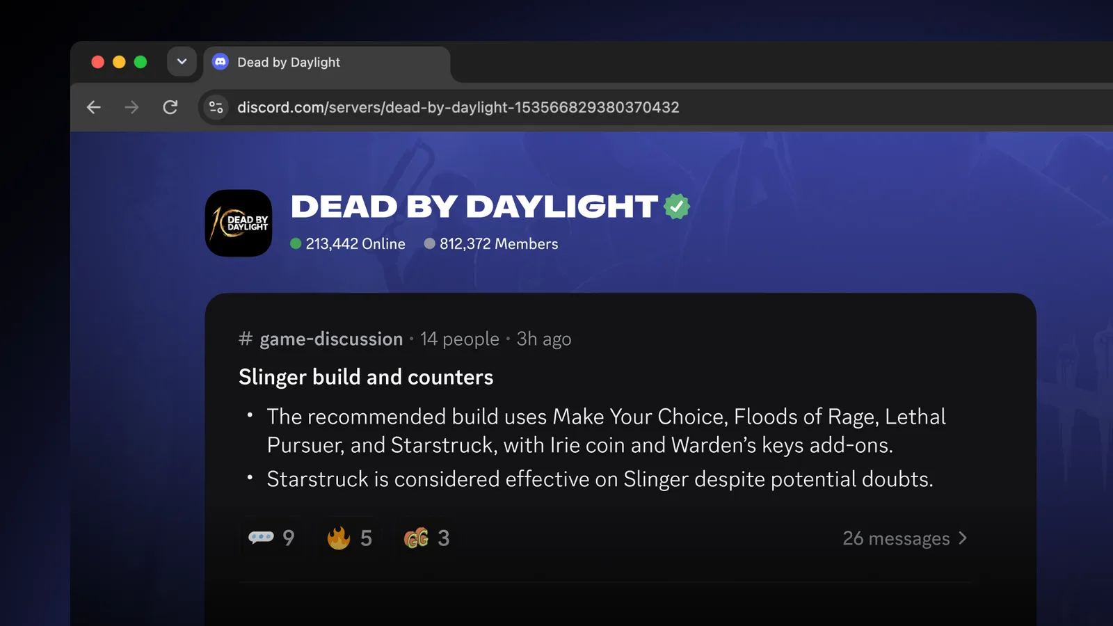 ตัวอย่าง Channel Summaries จากช่อง game-discussion บน Server Web Page
