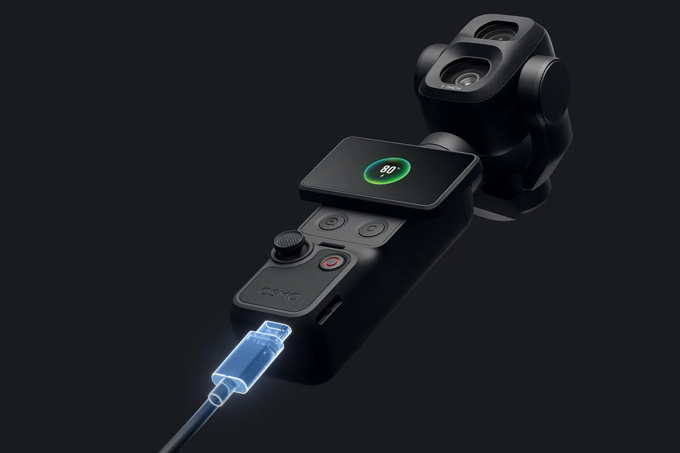 Osmo Pocket 4P ต่อสาย USB-C หน้าจอแสดงสถานะการชาร์จเร็ว