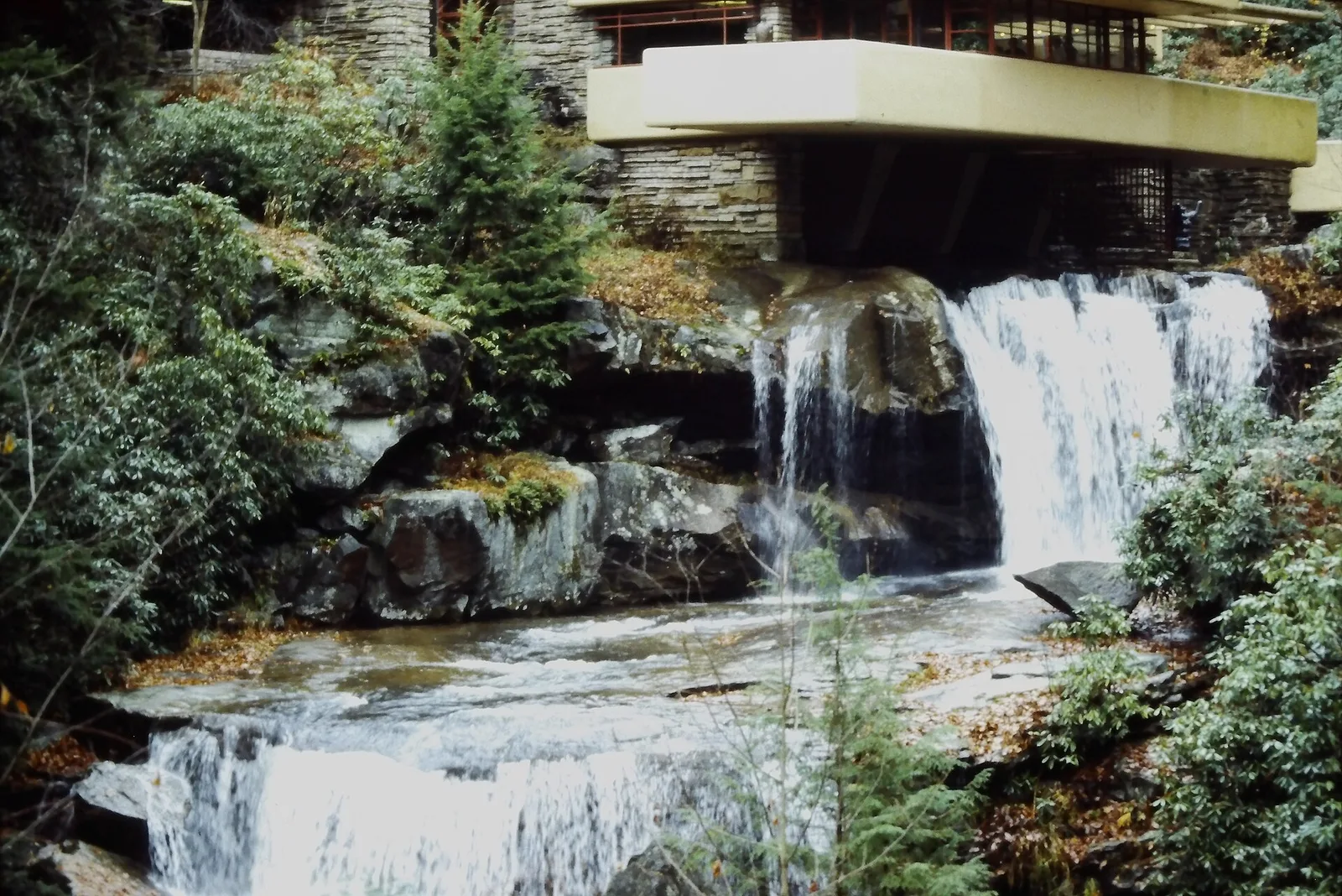 น้ำตกใต้ระเบียงยื่นของบ้าน Fallingwater
