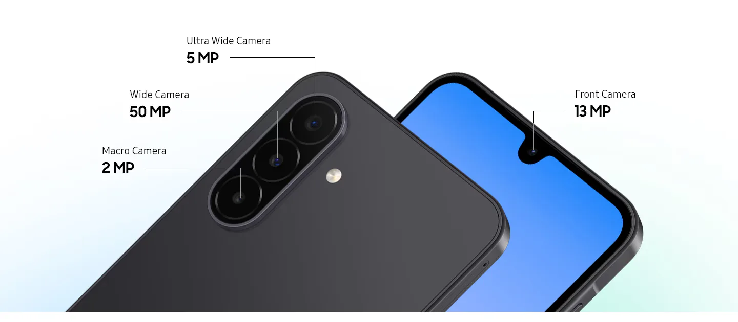 กล้องหลัง 3 ตัวของ Galaxy A18 50MP 5MP 2MP และกล้องหน้า 13MP