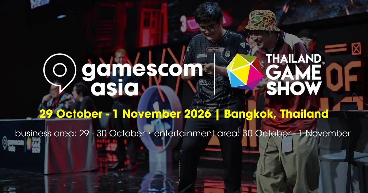 ภาพหน้าปกทางการของ gamescom asia x Thailand Game Show ระบุวันที่ 29 ตุลาคมถึง 1 พฤศจิกายน 2026 ที่กรุงเทพฯ