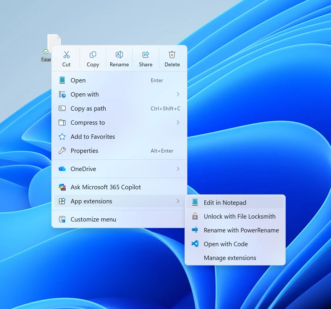 เมนูคลิกขวาใหม่ของ Windows 11 ที่มากับ KB5127936 มีรายการ Customize menu