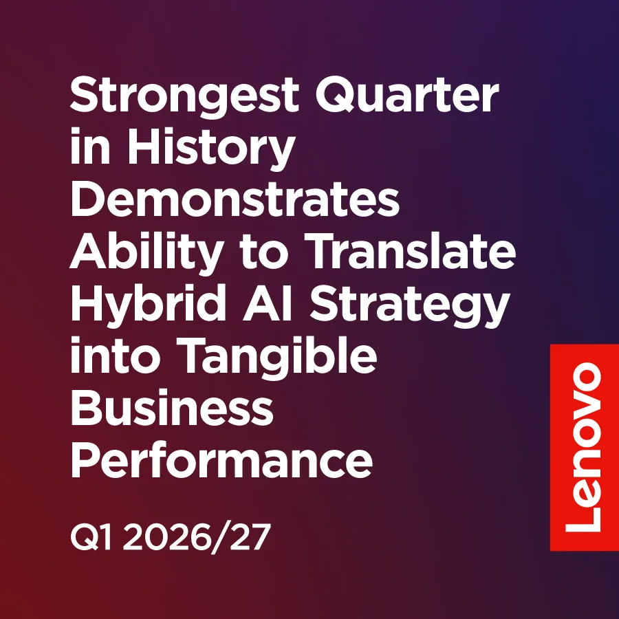ภาพประกอบประกาศผลประกอบการไตรมาส 1 ปีงบ 2026/27 ของ Lenovo