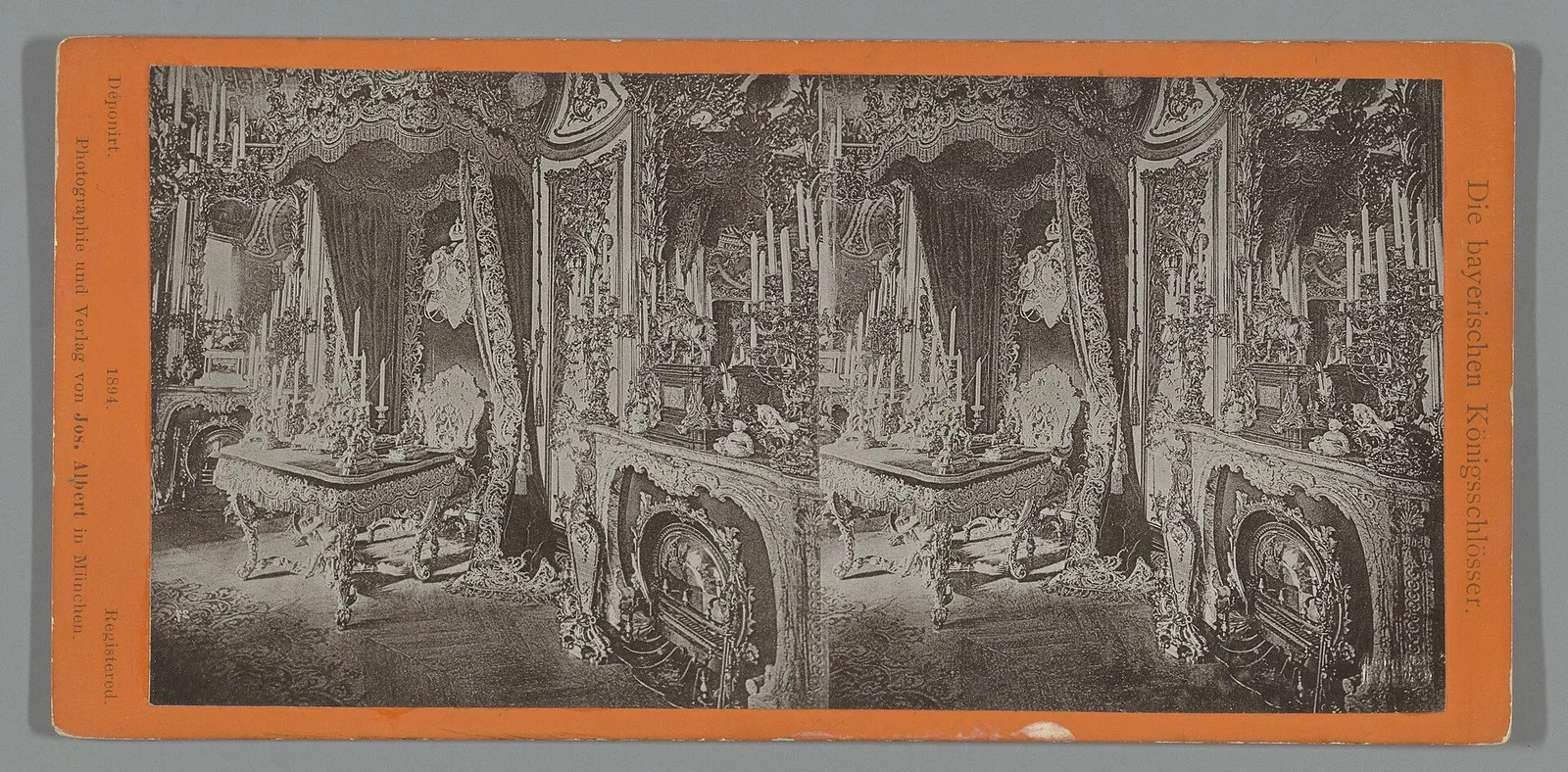 ห้องทรงงาน (Arbeitszimmer) ของพระราชวังลินเดอร์ฮอฟ ภาพสเตอริโอจากชุด Die bayerischen Königsschlösser