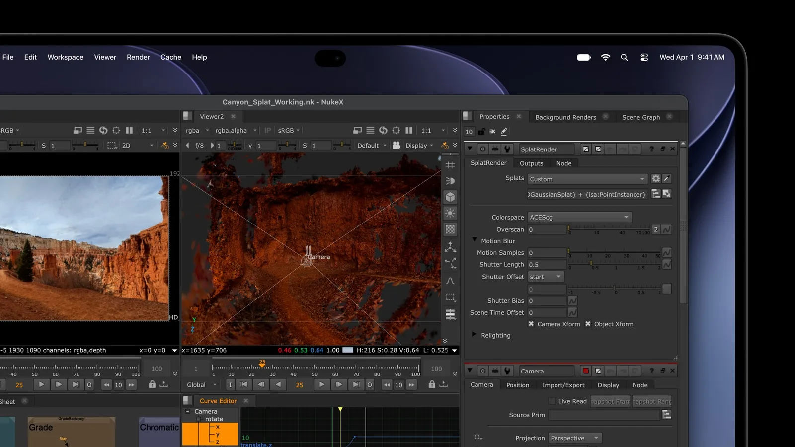 MacBook Pro จอ PROLED XDR แสดงโปรแกรม Nuke ของ Foundry