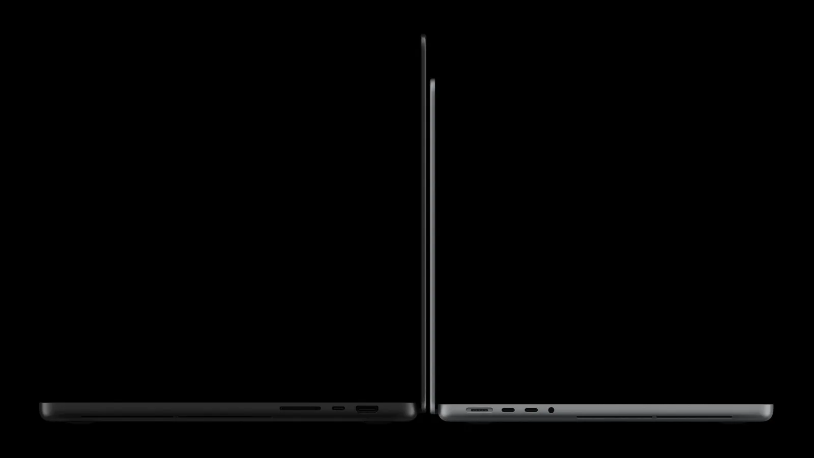 MacBook Pro จอ PROLED XDR มุมด้านข้าง เห็นความบางของฝาจอ