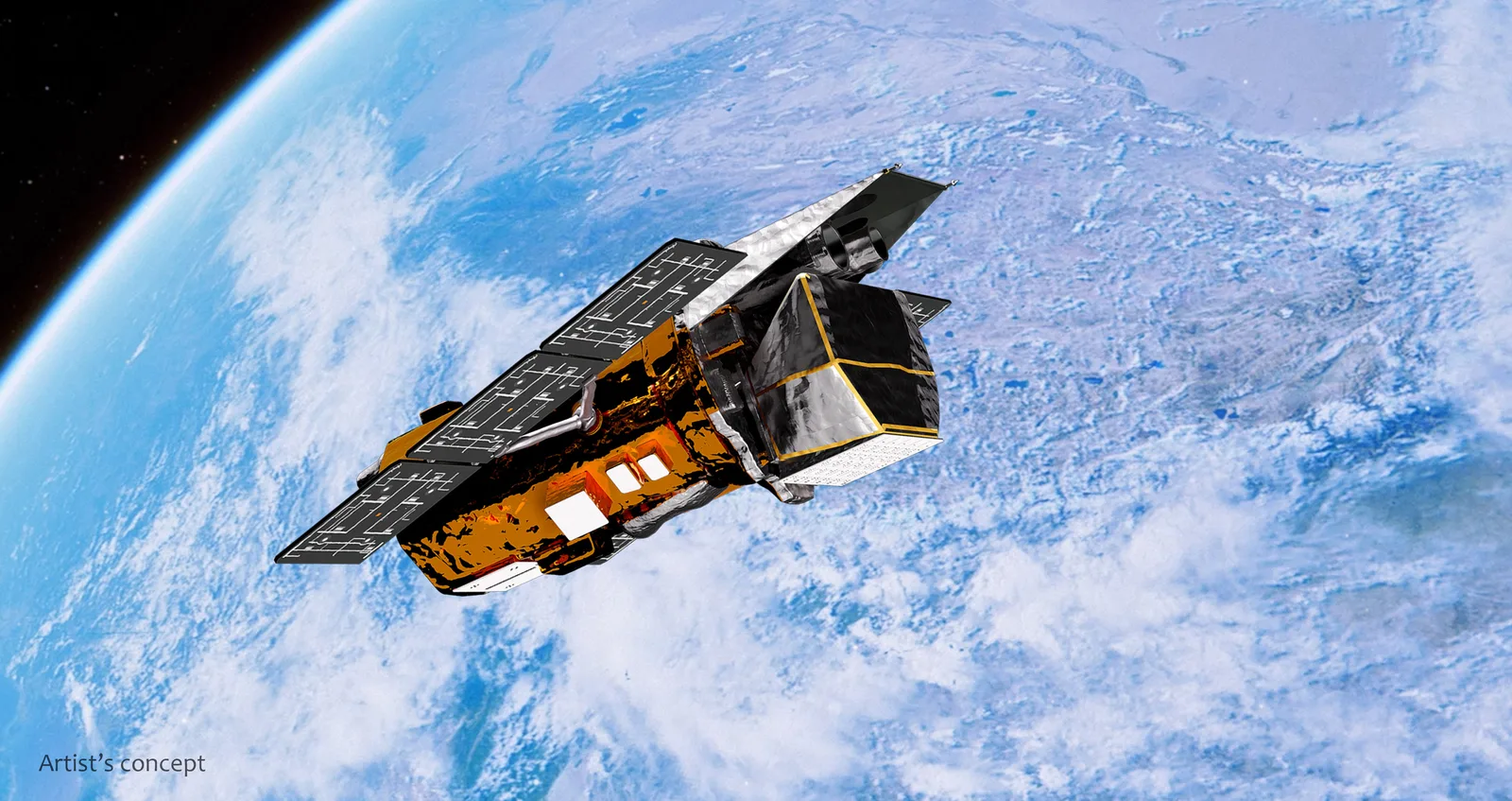 ภาพวาดจำลองกล้อง Swift ของ NASA ในวงโคจรเหนือโลก ก่อนกล้อง Swift ยุติภารกิจ