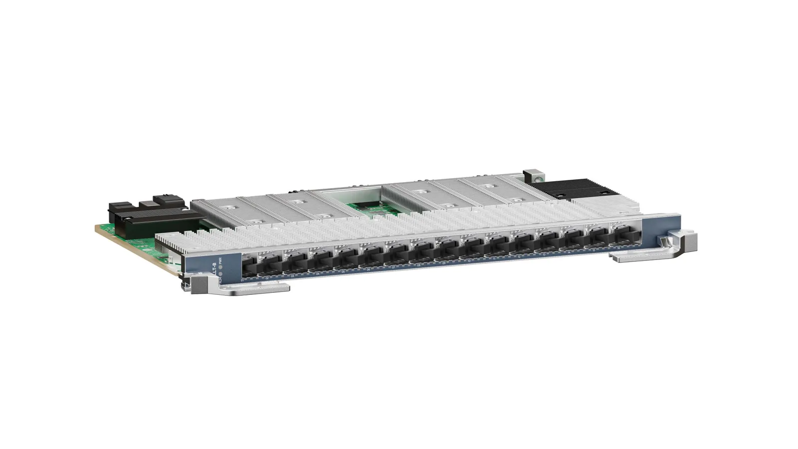 การ์ดไลน์ multi-PON LLLT-B ของ Nokia แสดงพอร์ตออปติก 16 พอร์ตด้านหน้า แต่ละพอร์ตรองรับ 50G PON และรุ่นก่อนหน้า