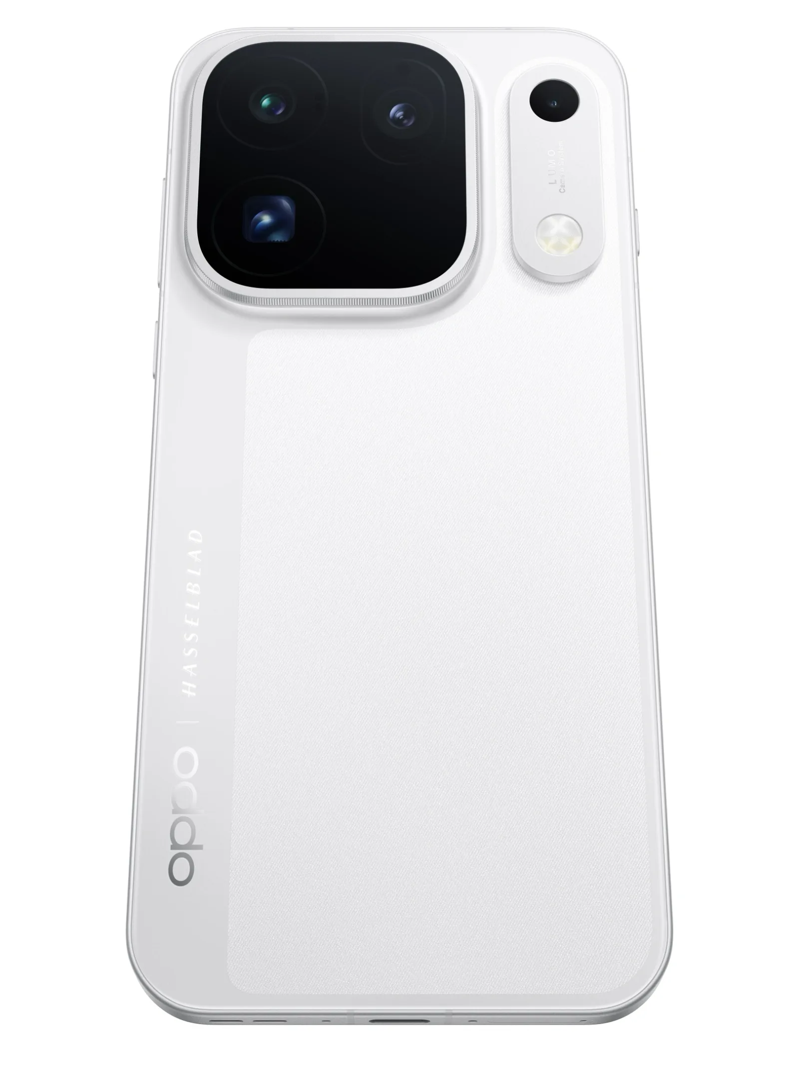 ด้านหลัง Find X10 Pro Max สี Luna White โมดูลกล้องสามตัวและเกาะกล้อง True Color สีเงิน