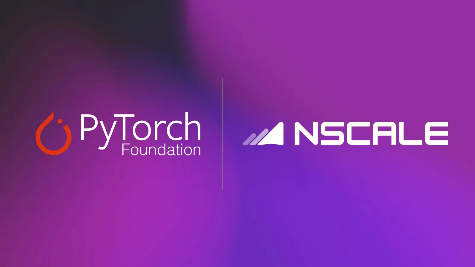 โลโก้ PyTorch Foundation คู่กับโลโก้ Nscale บนพื้นสีม่วง ประกาศ Nscale เข้าร่วมเป็นสมาชิกระดับ Platinum
