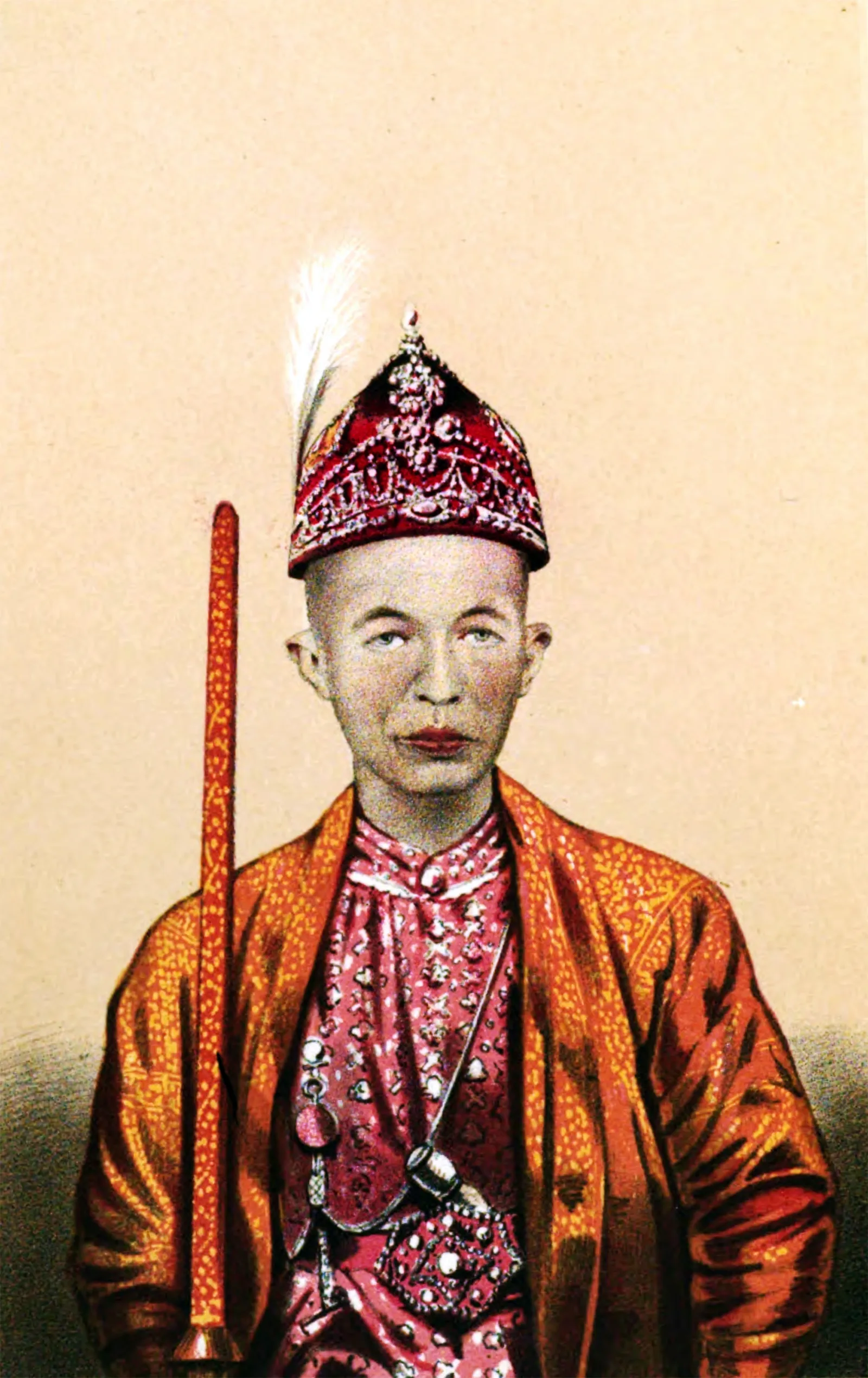 ภาพพิมพ์หินพระเจ้าแผ่นดินสยาม ในหนังสือ The Kingdom and People of Siam ของ John Bowring พิมพ์ ค.ศ. 1857