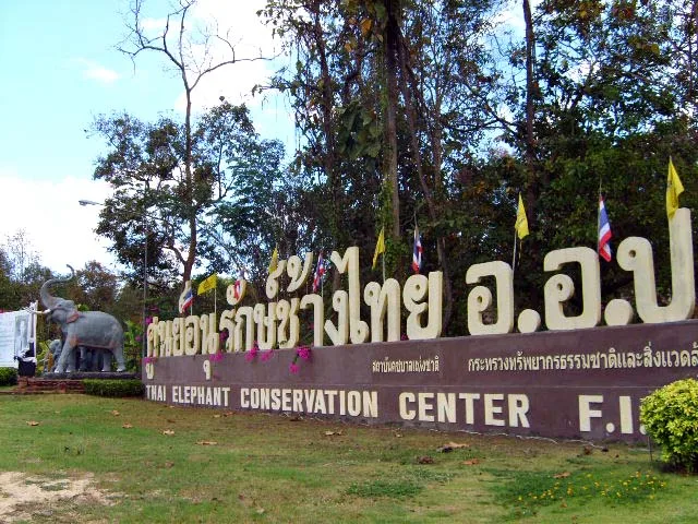 ป้ายศูนย์อนุรักษ์ช้างไทย จังหวัดลำปาง