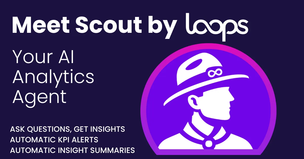 ภาพแนะนำ Scout by Loops เอเจนต์วิเคราะห์ข้อมูลด้วย AI ที่ตอบคำถาม แจ้งเตือน KPI และสรุปข้อมูลเชิงลึกอัตโนมัติ