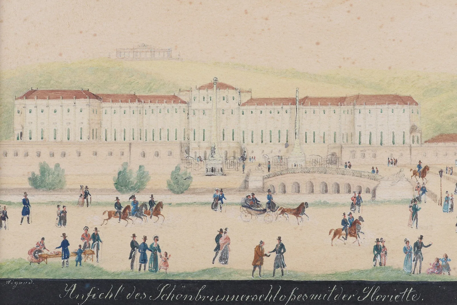 พระราชวังเชินบรุนน์และ Gloriette ภาพสีน้ำของ Balthasar Wigand ก่อนปี 1846