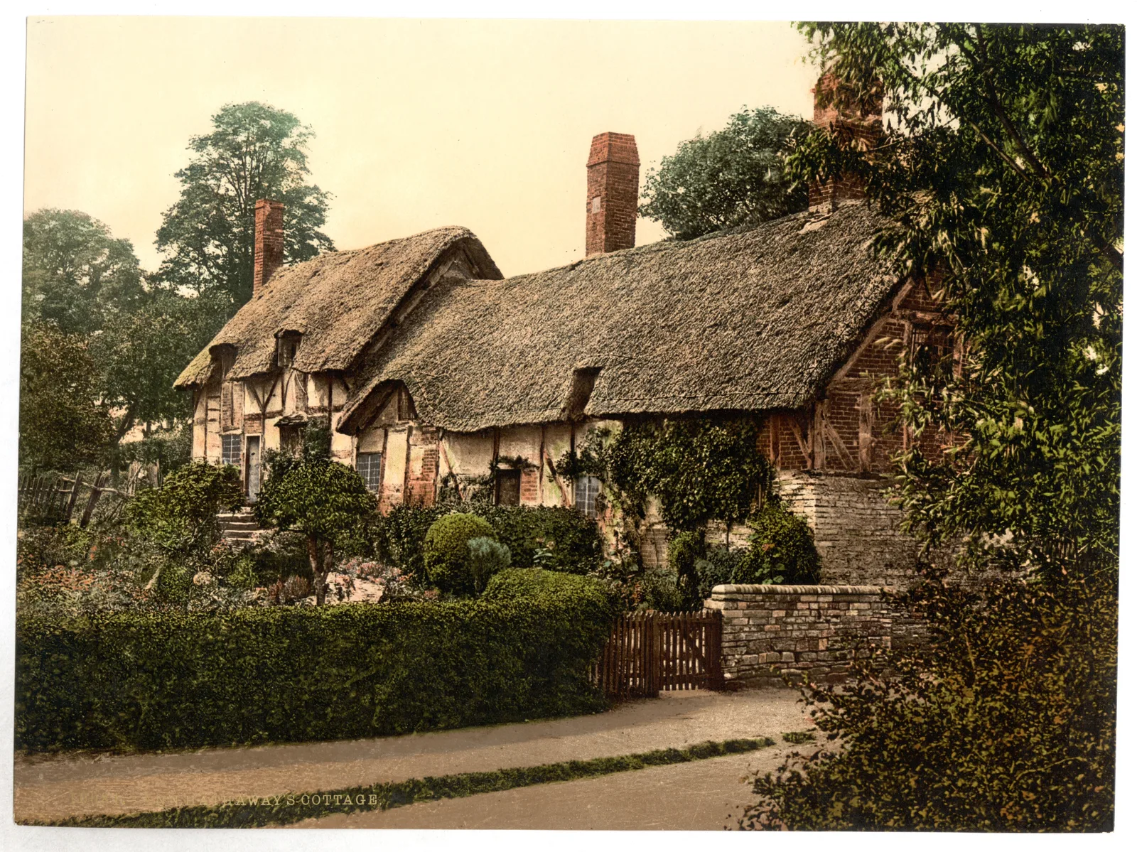 ภาพพิมพ์สี Photochrom ของ Anne Hathaway's Cottage ระหว่างปี 1890–1900
