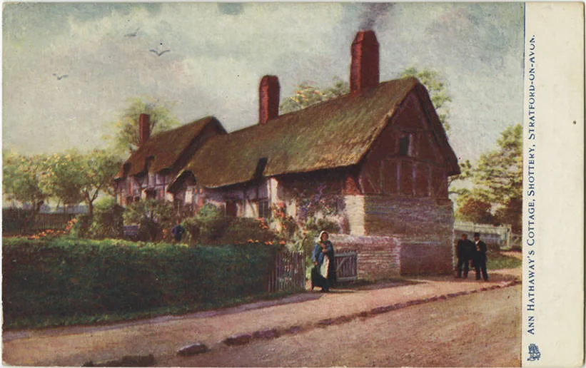 โปสการ์ด Oilette ปี 1904 รูป Anne Hathaway's Cottage ที่ Shottery