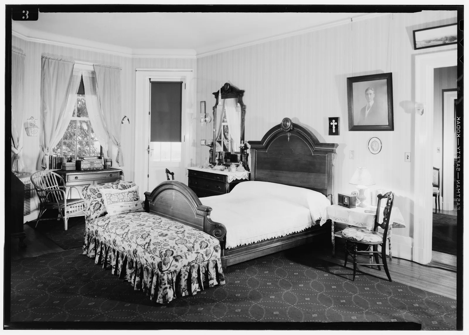 ห้องนอนของ Sara Roosevelt ในบ้าน Springwood ภาพถ่ายของ HABS เดือนกรกฎาคม 1941