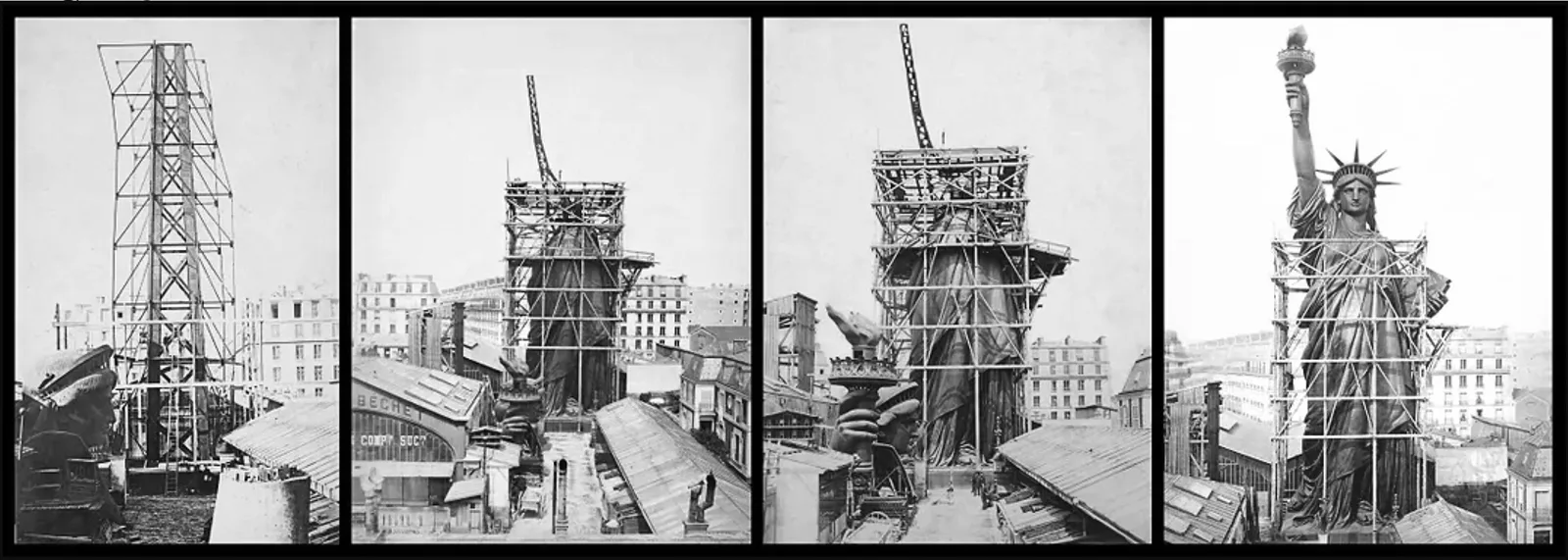 ภาพชุดการประกอบเทพีเสรีภาพ 140 ปีก่อนในปารีส ปี 1883 ถ่ายโดย Albert Fernique