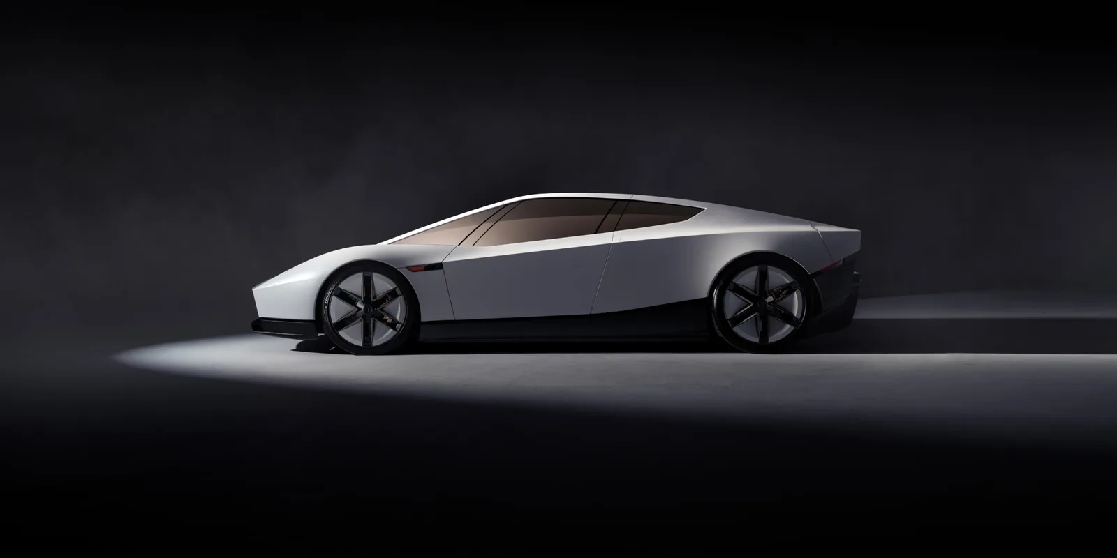 Tesla Roadster บินได้รุ่นใหม่มองจากด้านข้าง หลังคาลาดยาวและกระจกสีทอง