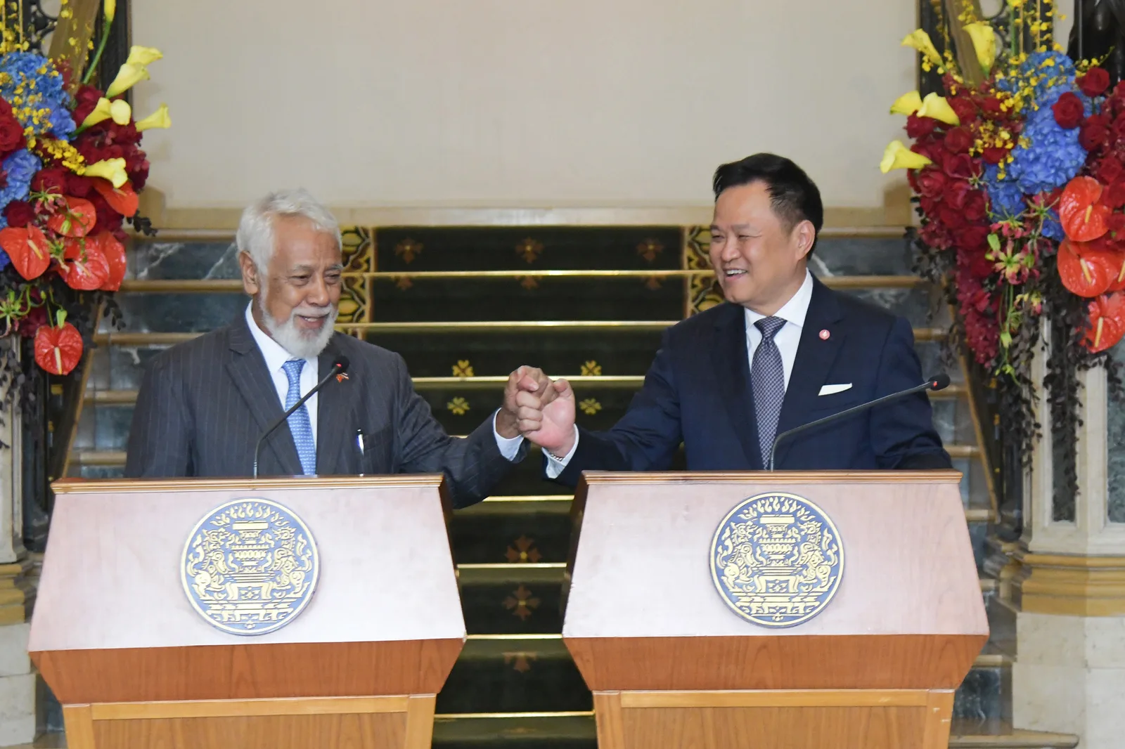 นายกรัฐมนตรีไทยและนายกรัฐมนตรีติมอร์-เลสเตแถลงข่าวร่วม ณ โถงกลาง ตึกไทยคู่ฟ้า 9 ตุลาคม 2569