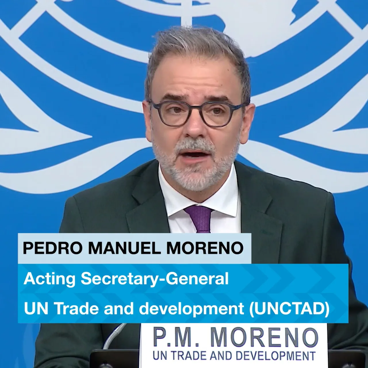 Pedro Manuel Moreno รักษาการเลขาธิการ UNCTAD กล่าวระหว่างแถลงข่าวเปิดรายงาน Trade and Development Report 2026 ที่นครเจนีวา
