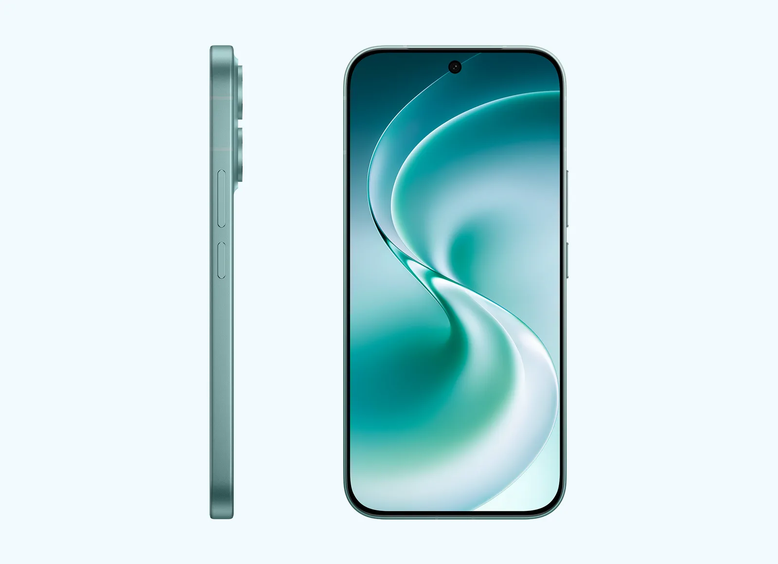 vivo V80 สี Wander Green ด้านข้างและด้านหน้า
