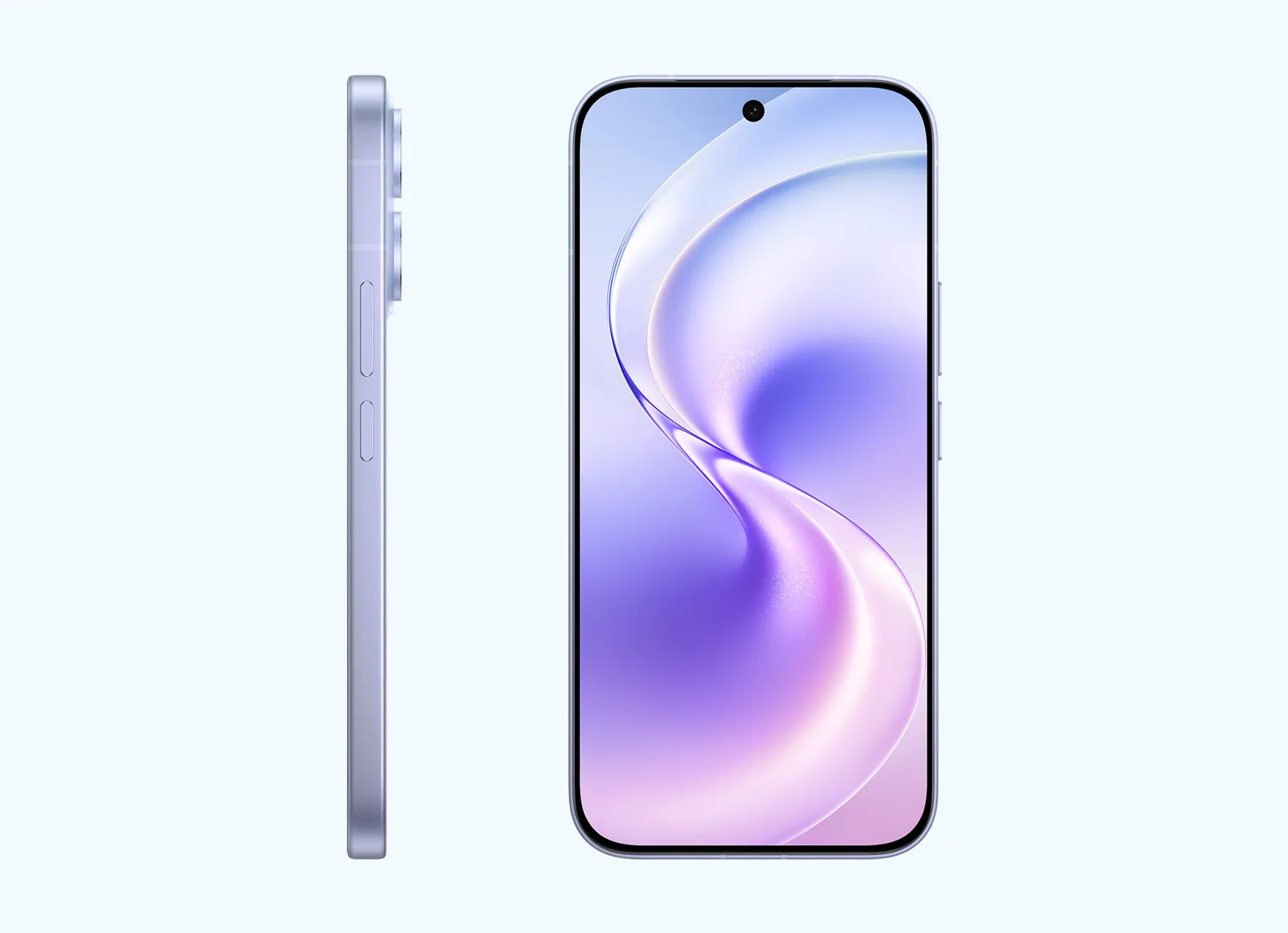 vivo V80 สี Starwish Purple ด้านข้างและด้านหน้า