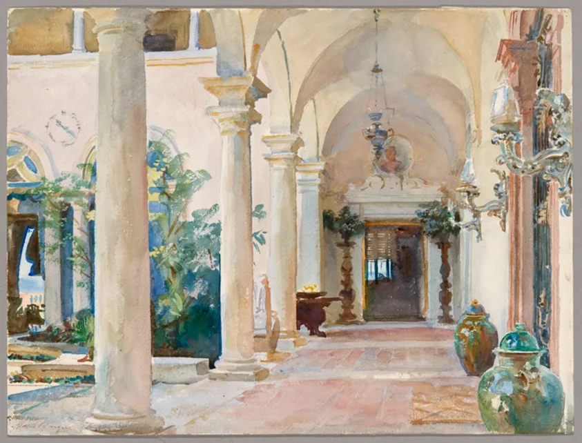ภาพสีน้ำ The Loggia, Vizcaya ของ John Singer Sargent ปี 1917 ที่ Art Institute of Chicago