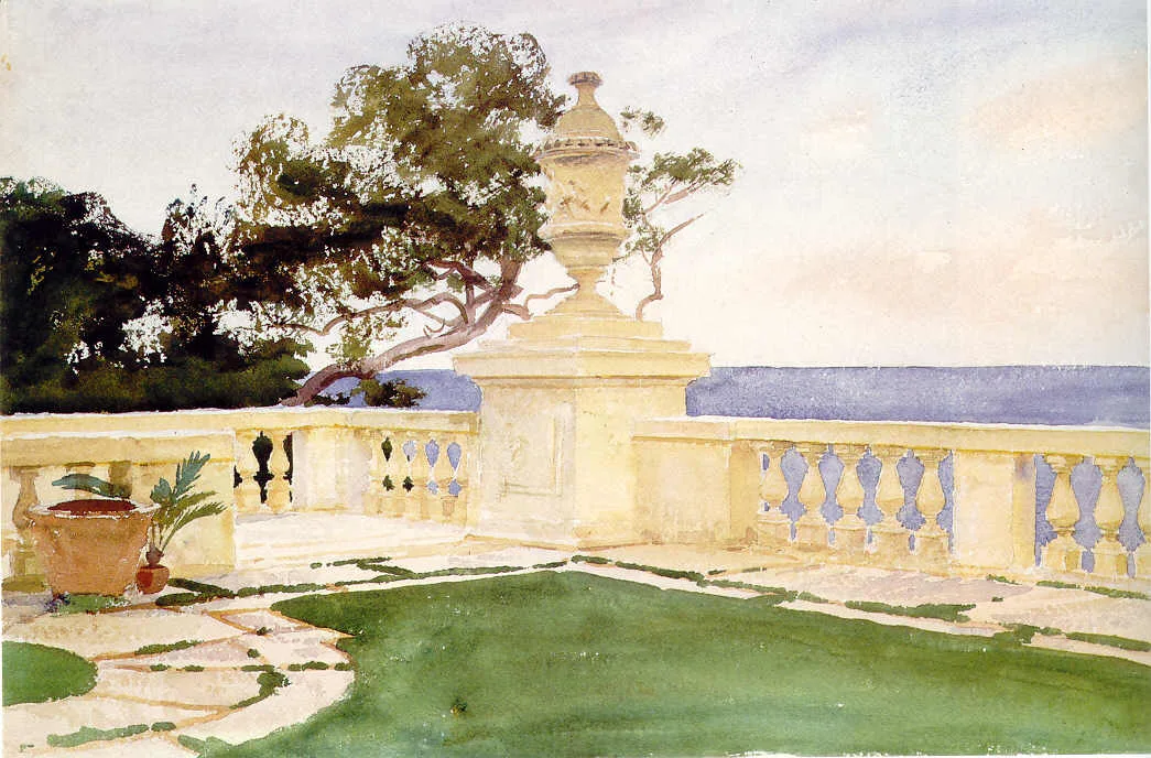 ภาพสีน้ำ Terrace at Vizcaya ของ John Singer Sargent ปี 1917 ที่ Metropolitan Museum of Art