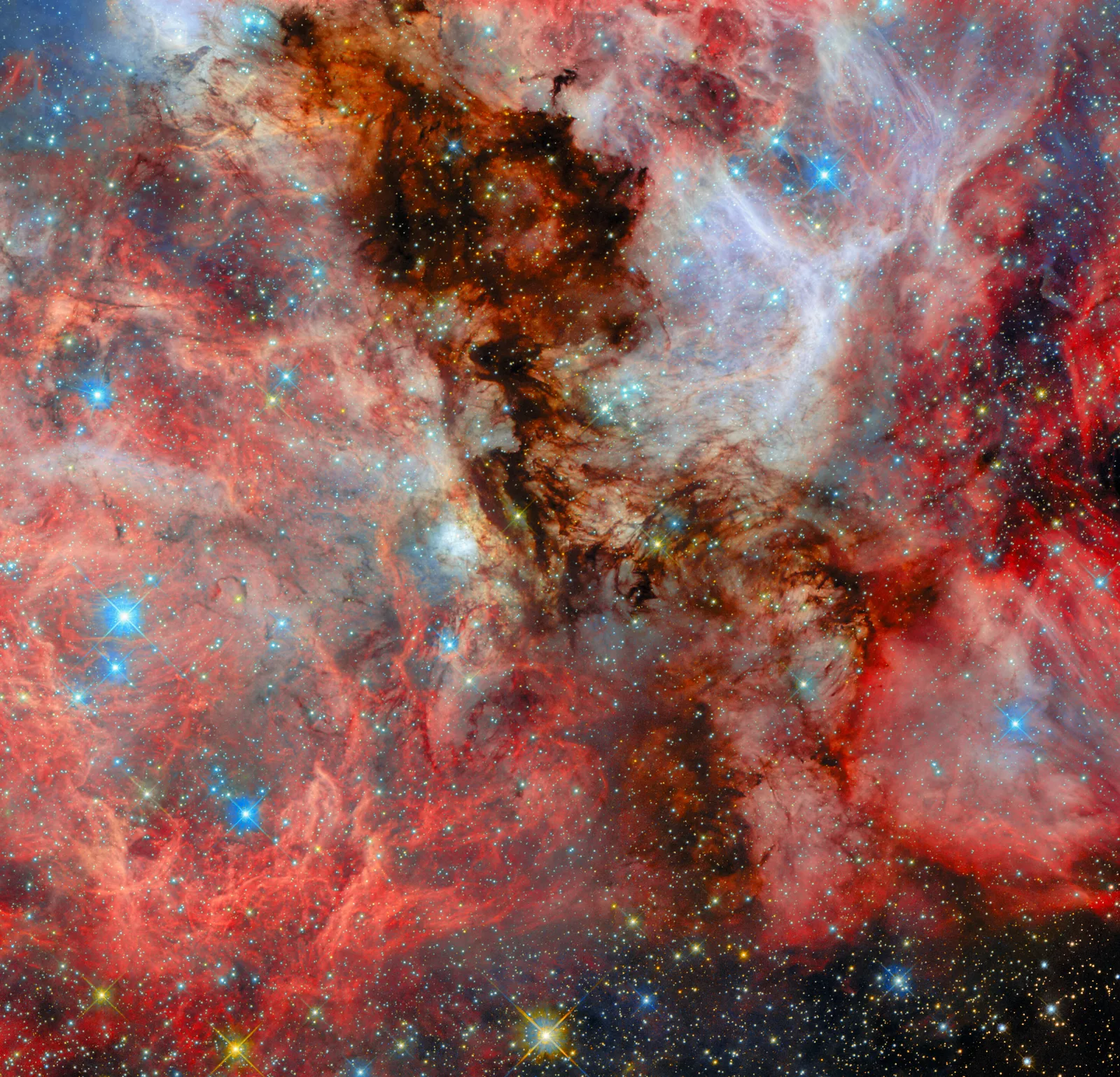 ด้านตะวันออกของกลุ่มเมฆ N159 จากกล้องโทรทรรศน์อวกาศ Hubble