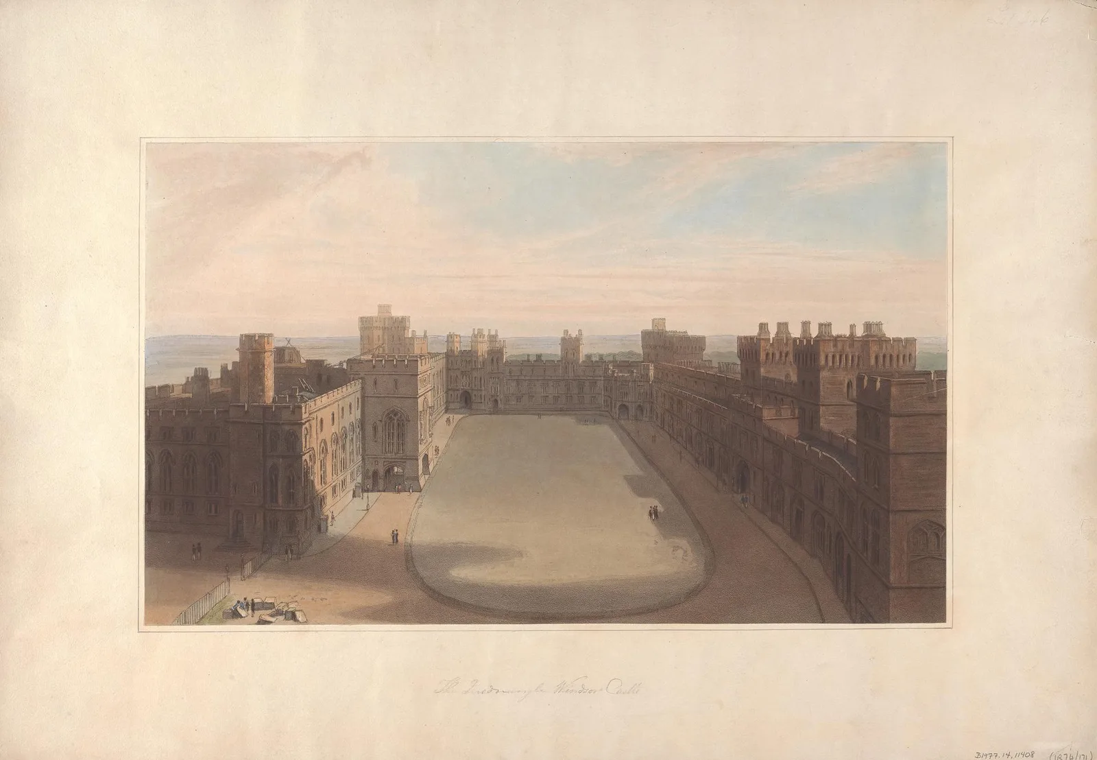 ภาพวาดลาน Quadrangle ของปราสาทวินด์เซอร์ โดย William Daniell