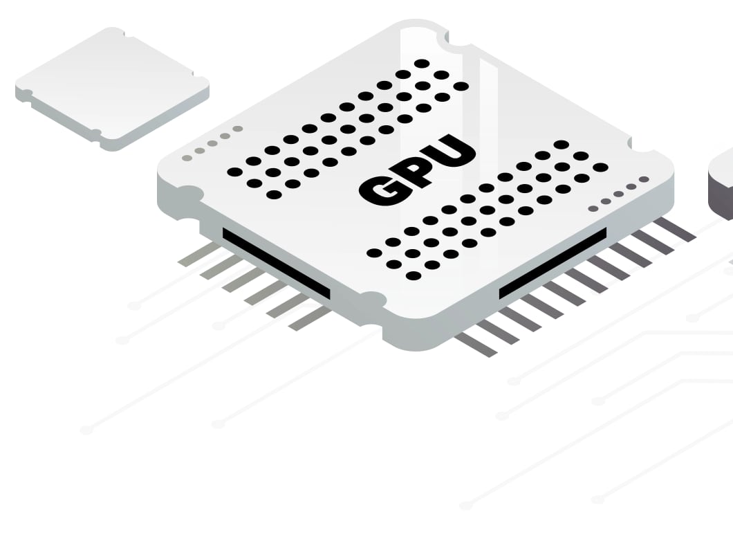 ภาพประกอบชิป GPU และชิป Ascend วางบนแผงวงจร พร้อมป้าย Massive compute